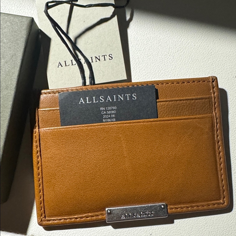 NWT✨All Saints Brown Leather Card Holder